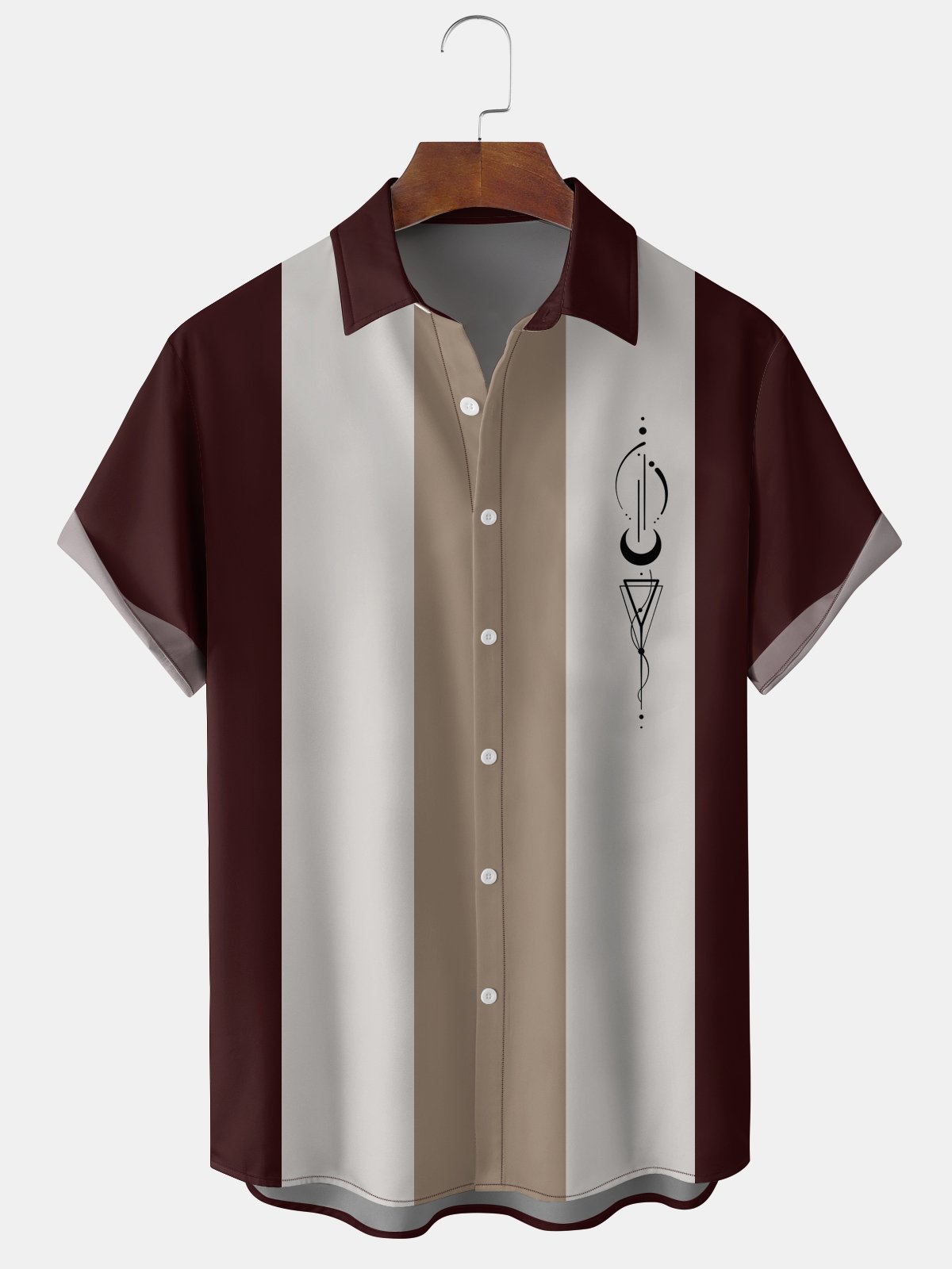 Christmas greetings from Santa Claus delivering gifts on a motorcycle Christmas Chest Pocket Short Sleeve Bowling Shirt