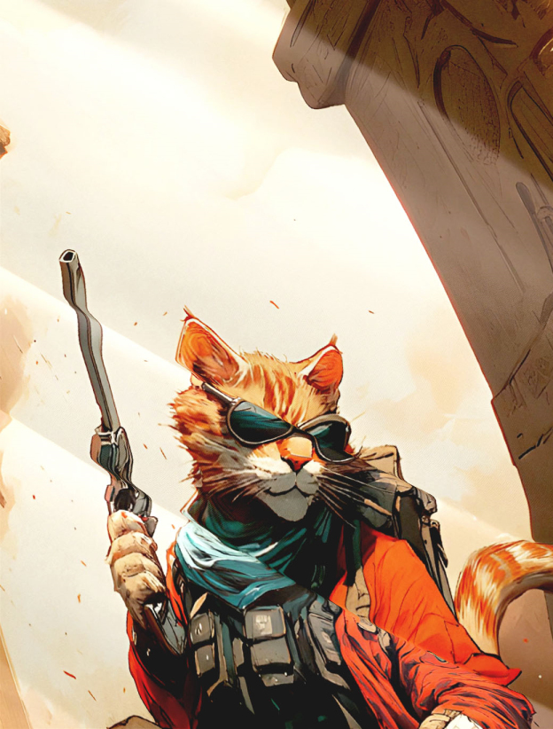 Men's Retro Cartoon Anime Cat Theme Short Sleeve Shirt