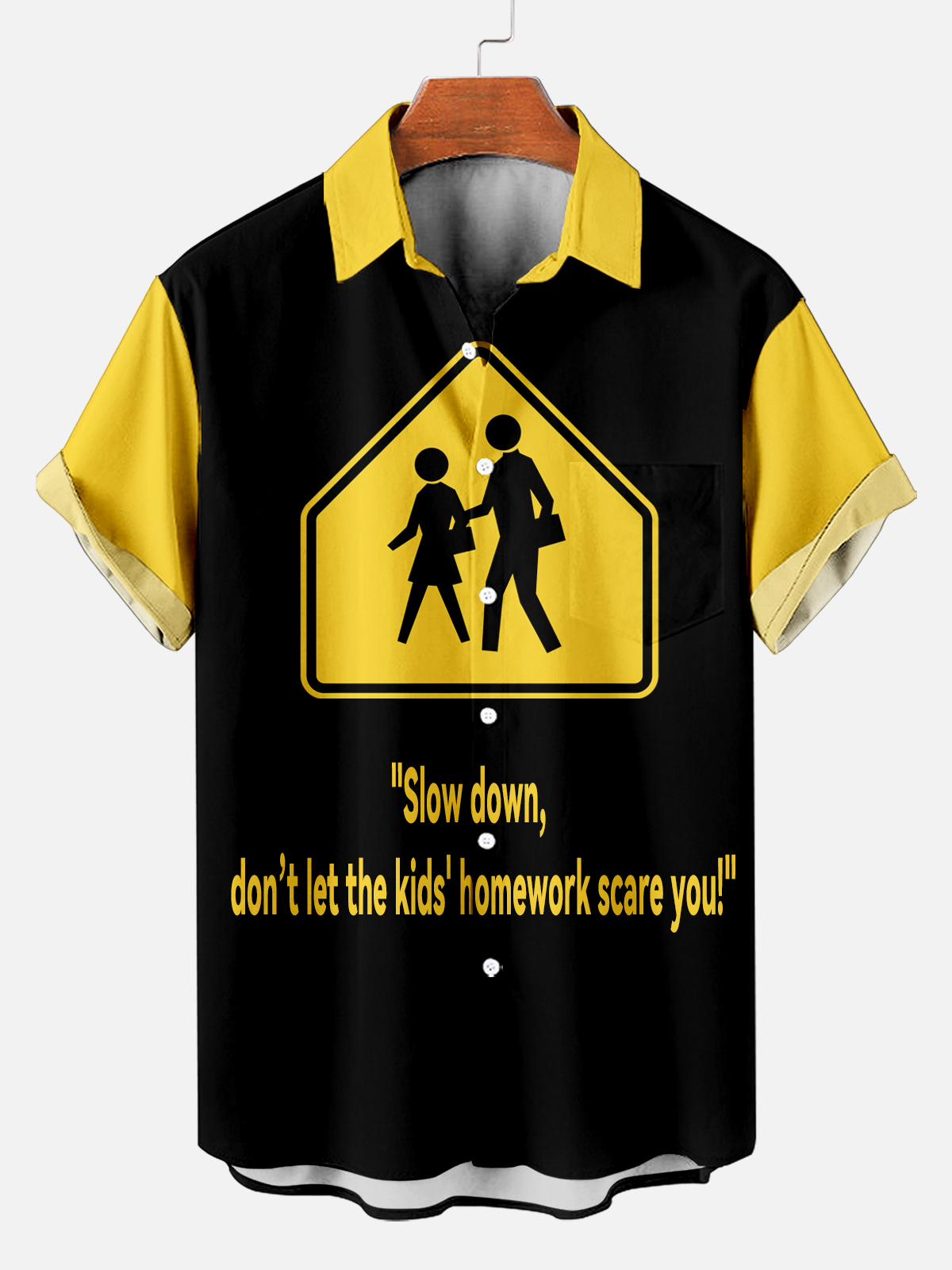 Men's Fun Slogan Graphic Contrast Short Sleeve Shirt