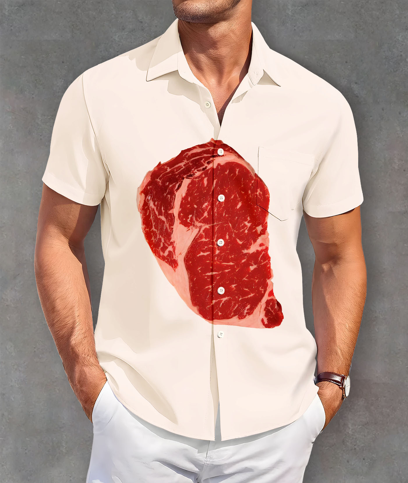 Men's Classic Green Monster Christmas Slogan Contrast Fun Short Sleeve