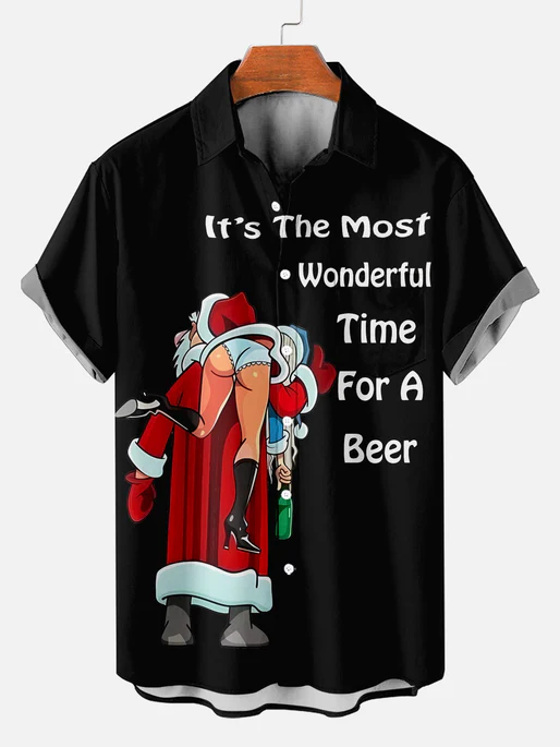 Men's Christmas Funny Graphic Short Sleeve Shirt