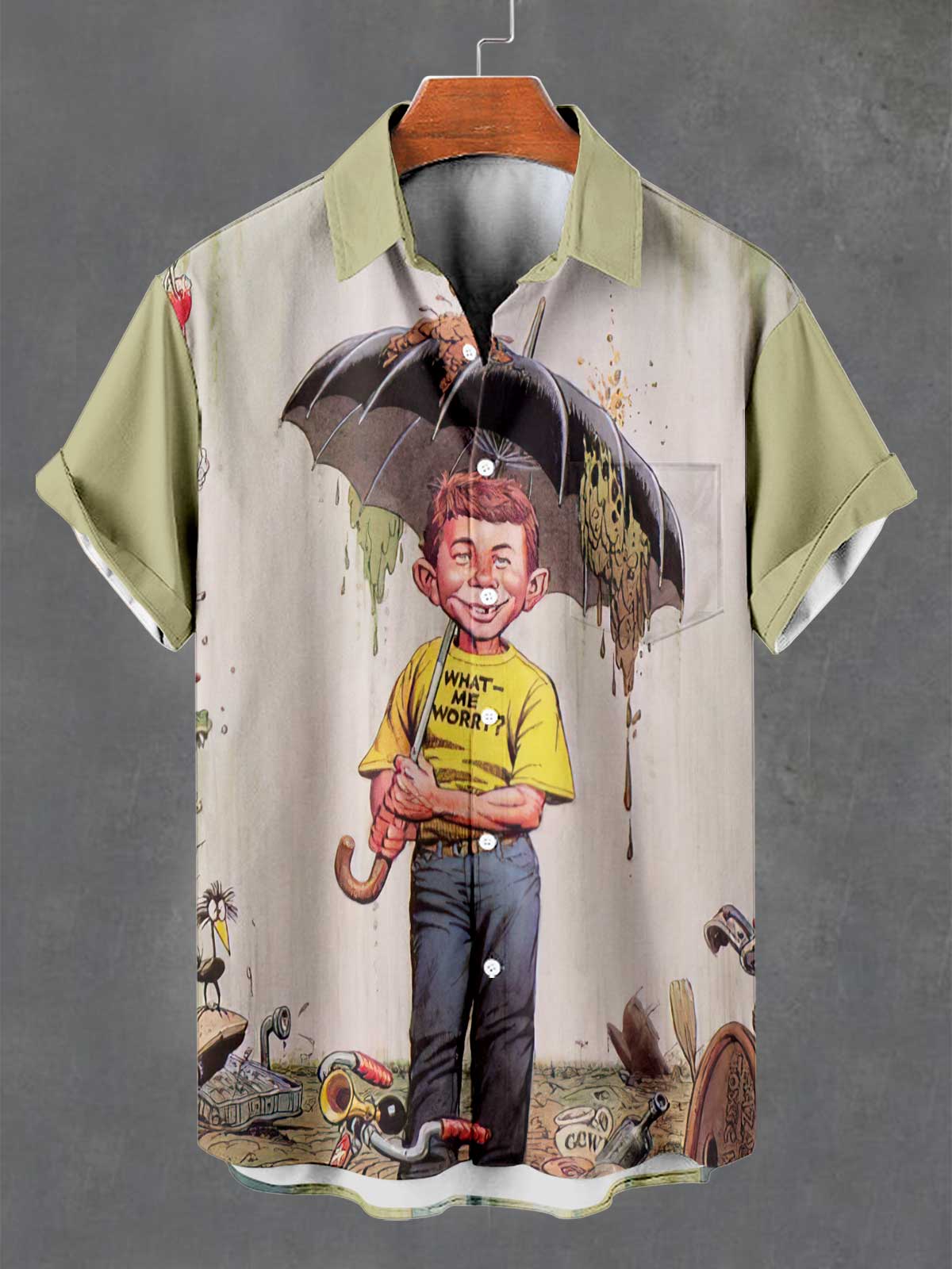 Men's Retro Anime Illustration Short Sleeve Shirt