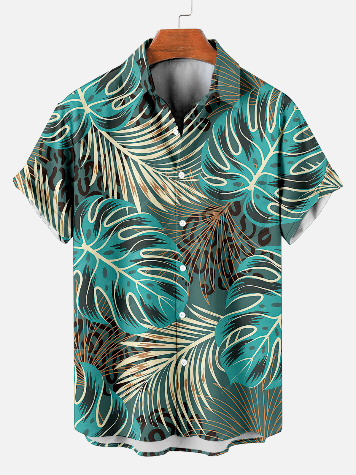 Men's Dark Hawaiian Everyday Casual Sleeve Short Shirt