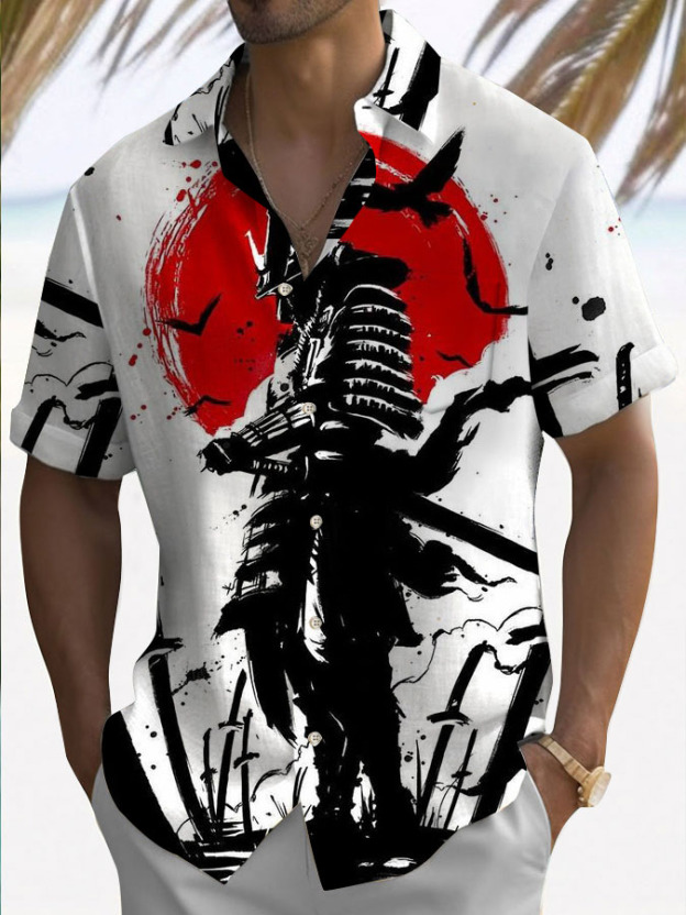 Samurai graphic short-sleeved shirt