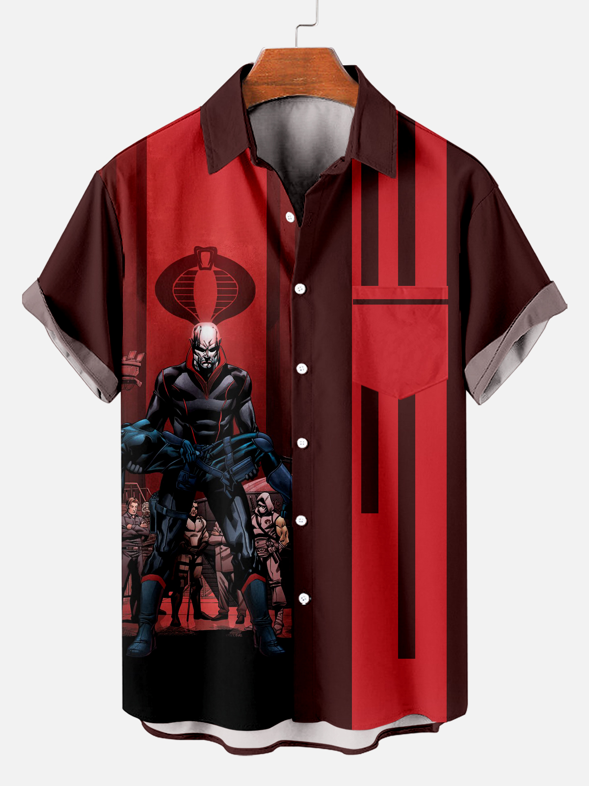 Classic Striped Retro War Cartoon Short Sleeve Shirt