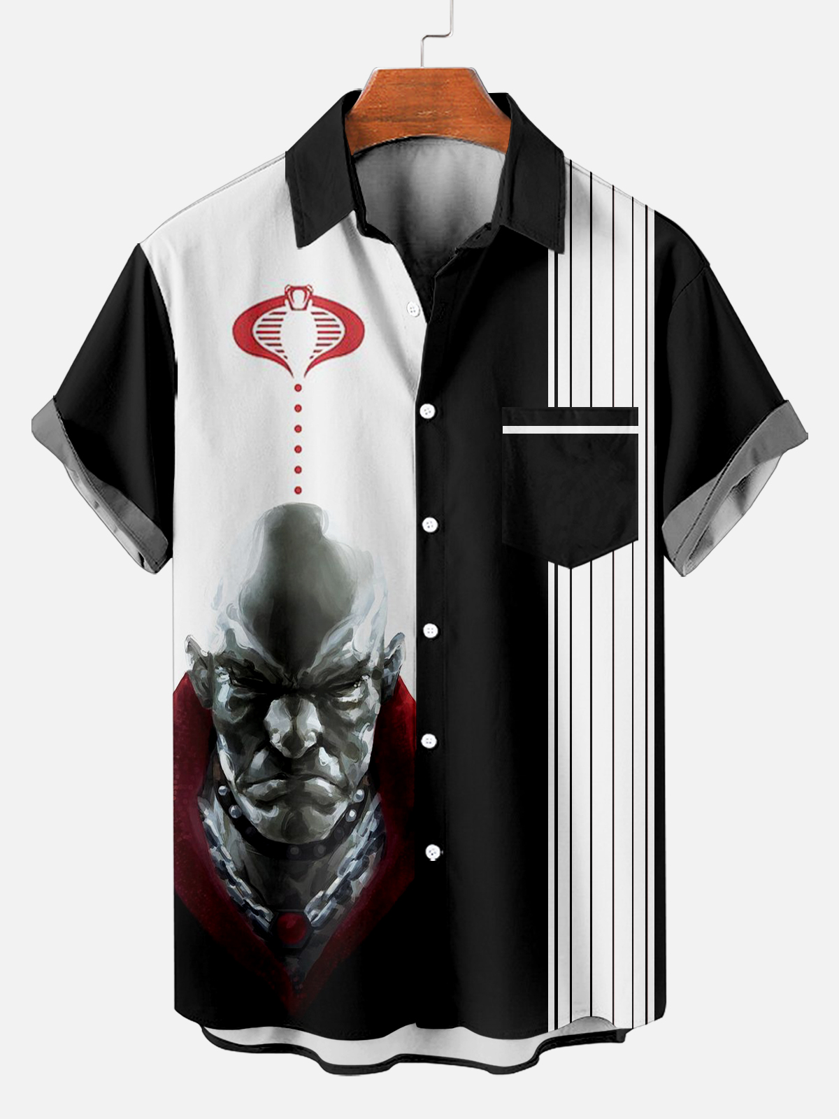 Classic Striped Retro War Cartoon Short Sleeve Shirt