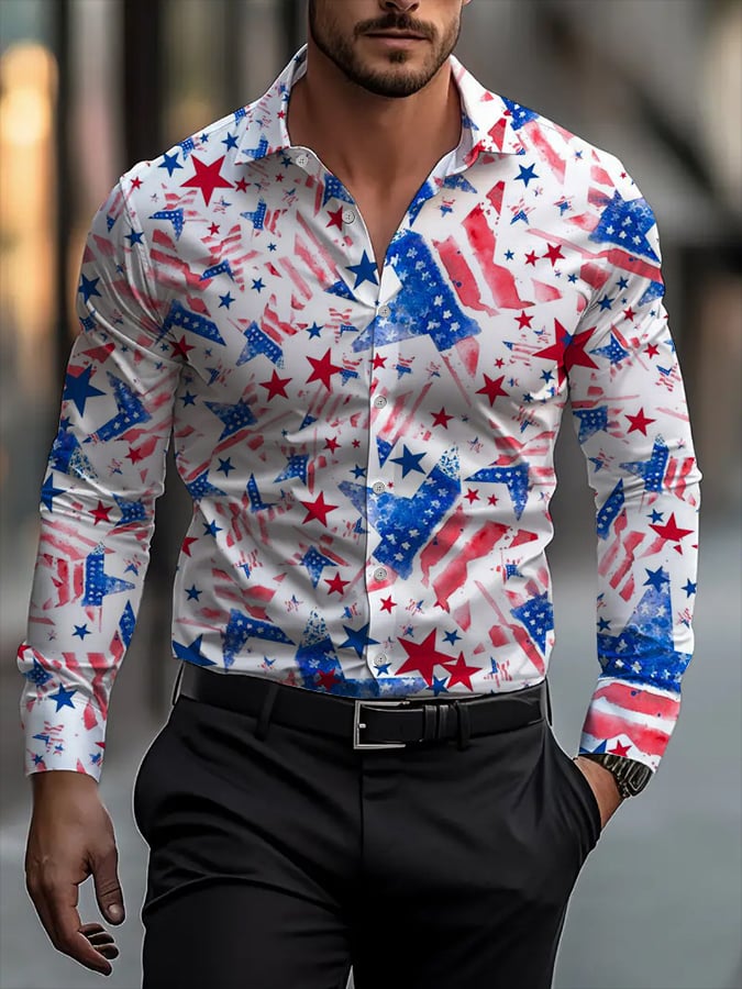 Men's Business Casual Striped Long Sleeve Shirt