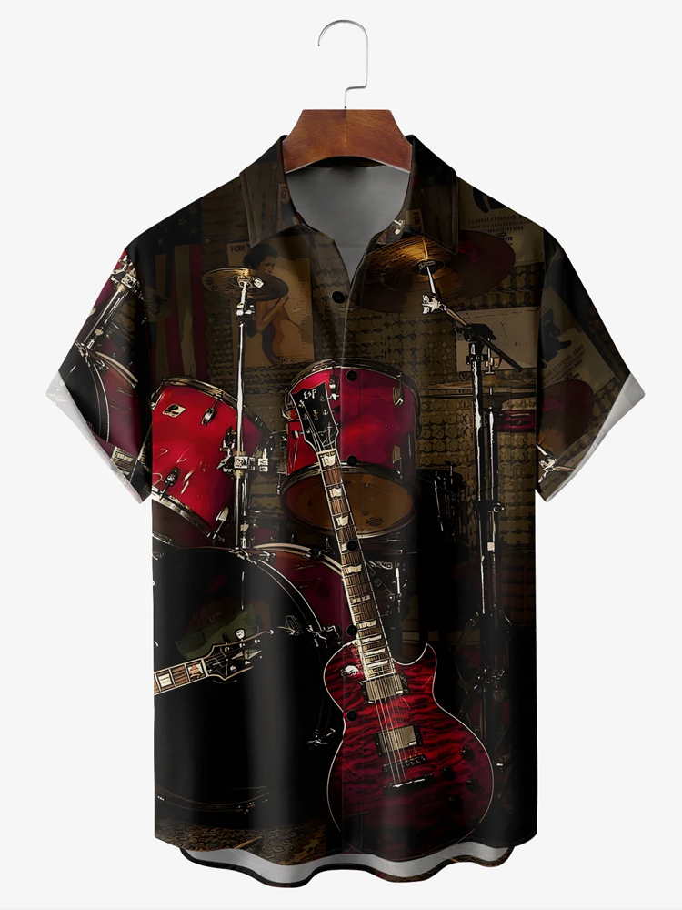 musical instrument graphic short sleeve shirt