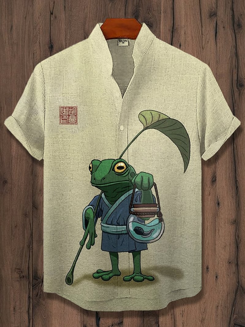 Men's Japanese Art Pattern Short Sleeve Shirt