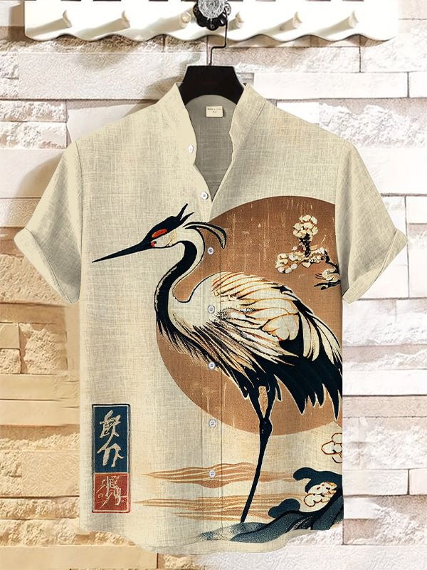 Men's Japanese Art Pattern Short Sleeve Shirt