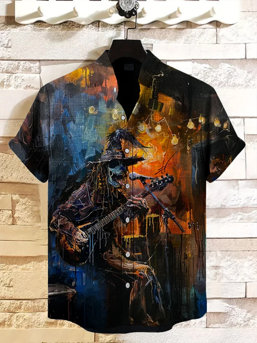 Men's Retro Halloween Short Sleeve Shirt
