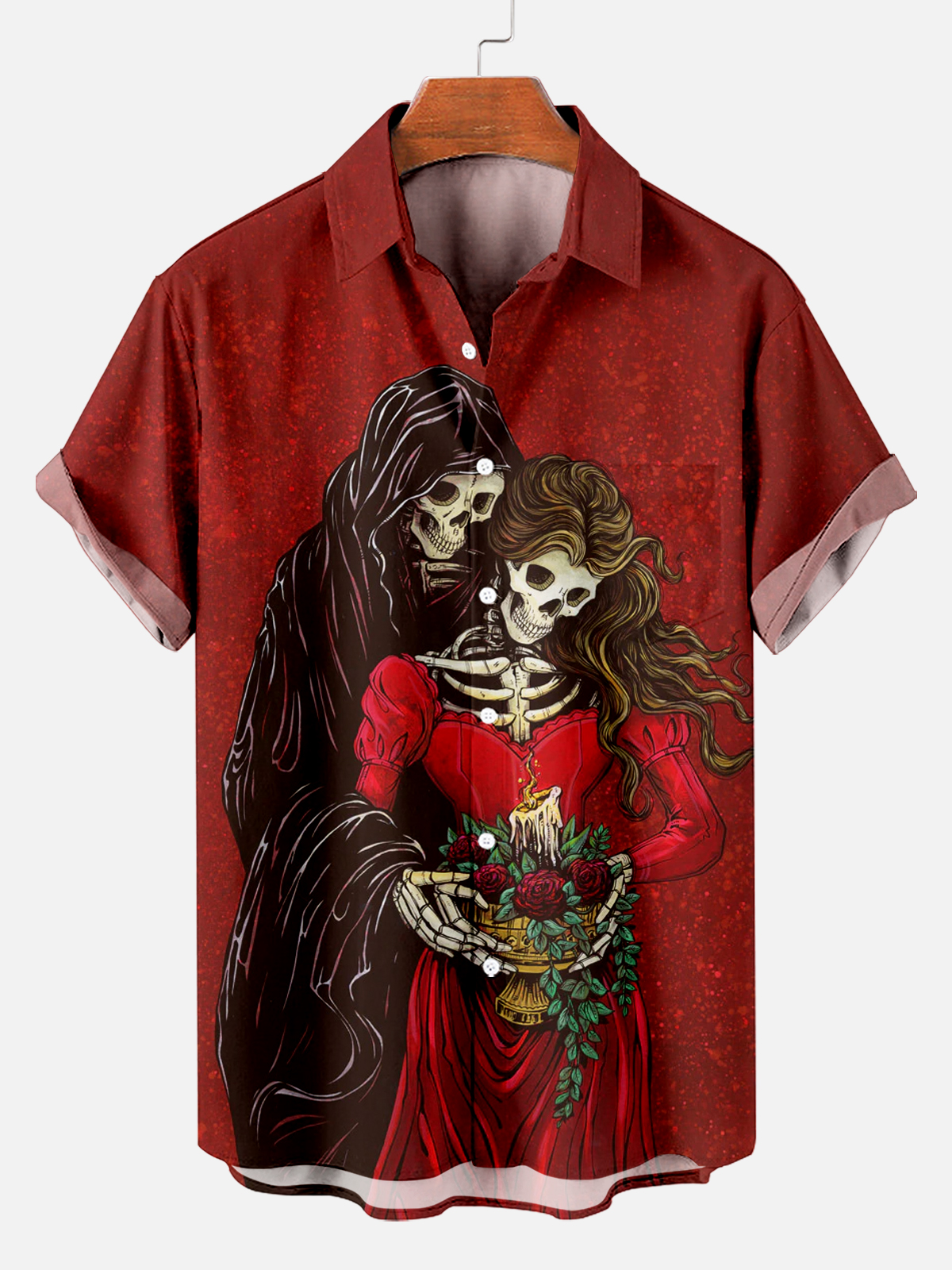 Men's Classic Day of the Dead Skull Graphic Short Sleeve Shirt