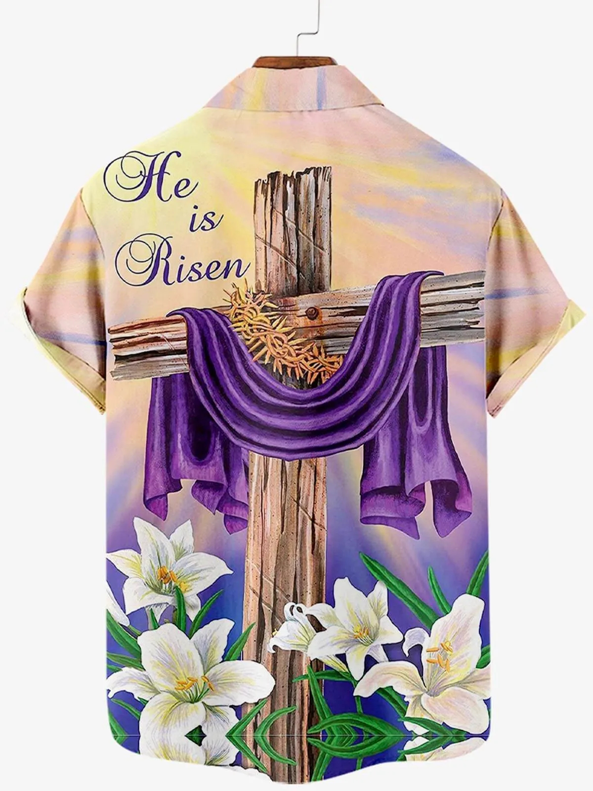 Men's Memorial Day Easter Print Short Sleeve Shirt