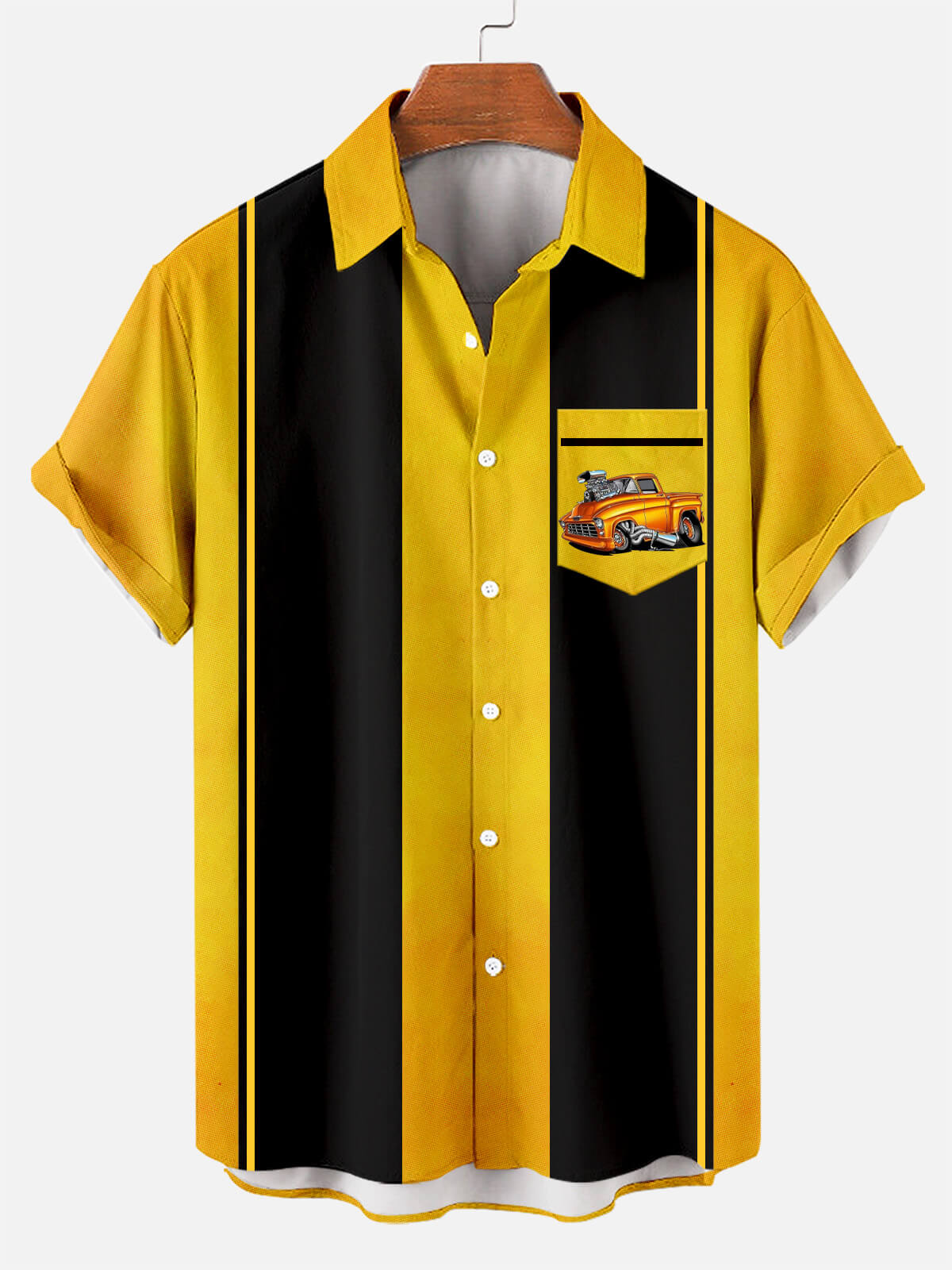 Men's Nostalgic Anime Character Retro Car Short Sleeve Shirt