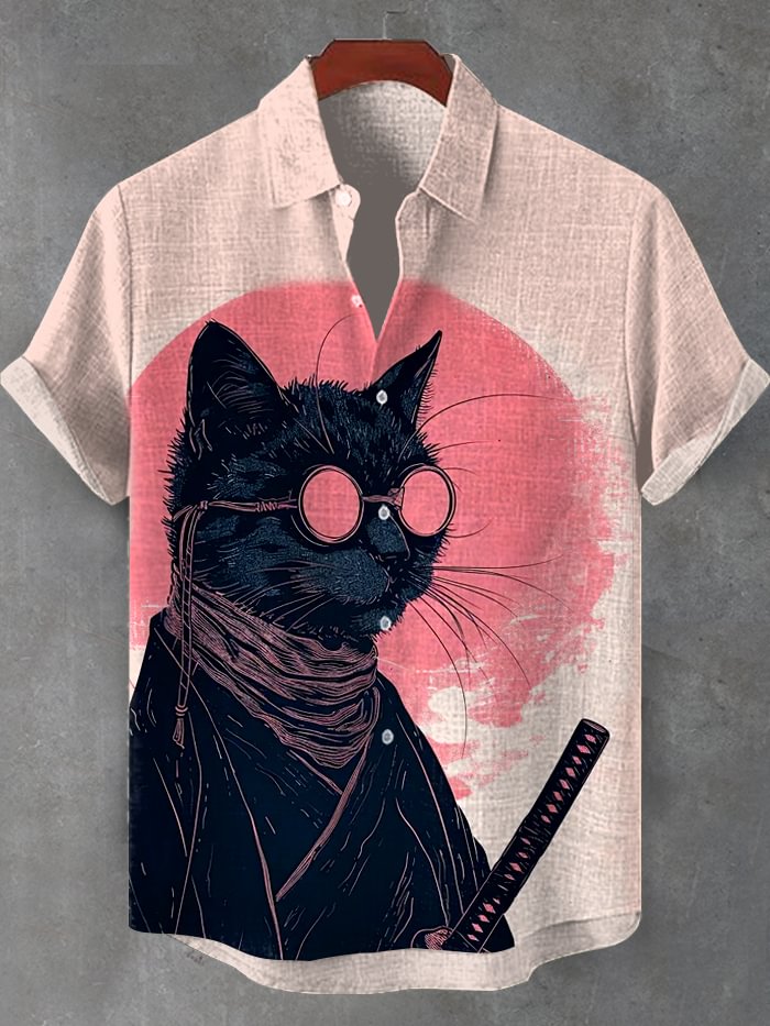 Men's Japanese Art Pattern Short Sleeve Shirt