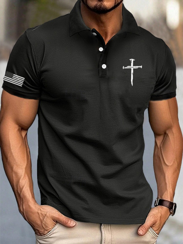 Men's faith cross graphic short-sleeved polo