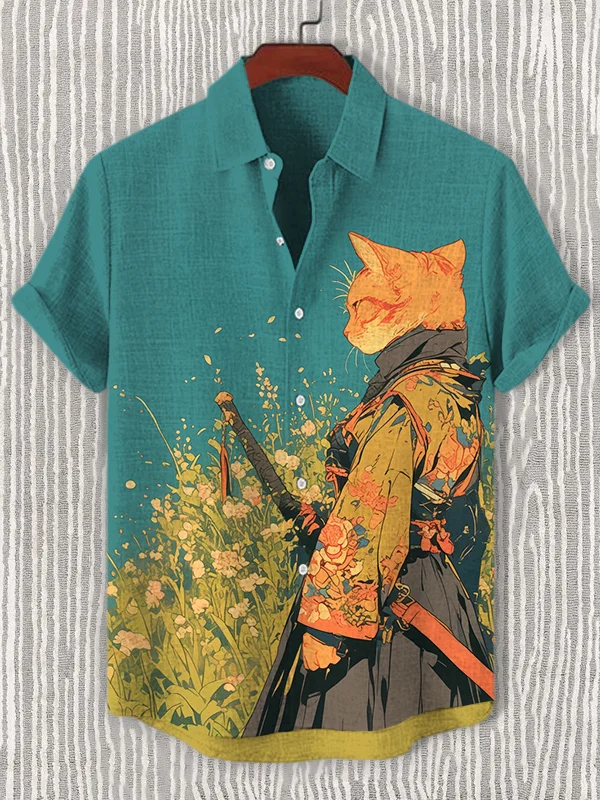 Men's Hawaiian Fun Animal Print Short Sleeve Shirt