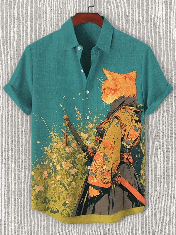 [Copy]Men's Classic Movie Godfather Animal Fun Graphic Short Sleeve Shirt