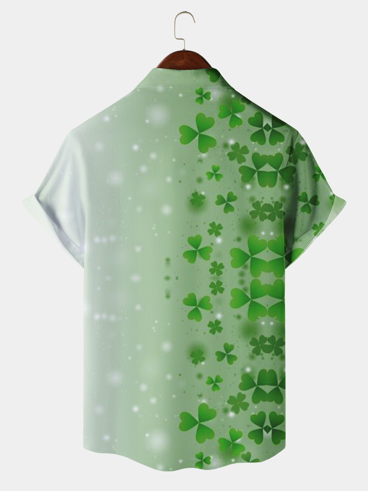 Men's Casual St. Patrick's Day Patchwork Element Printed Lapel Short Sleeve Shirt