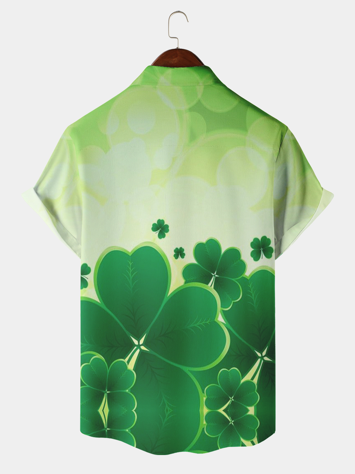 Men's Casual St. Patrick's Day Gradient Elements Printed Lapel Short Sleeve Shirt