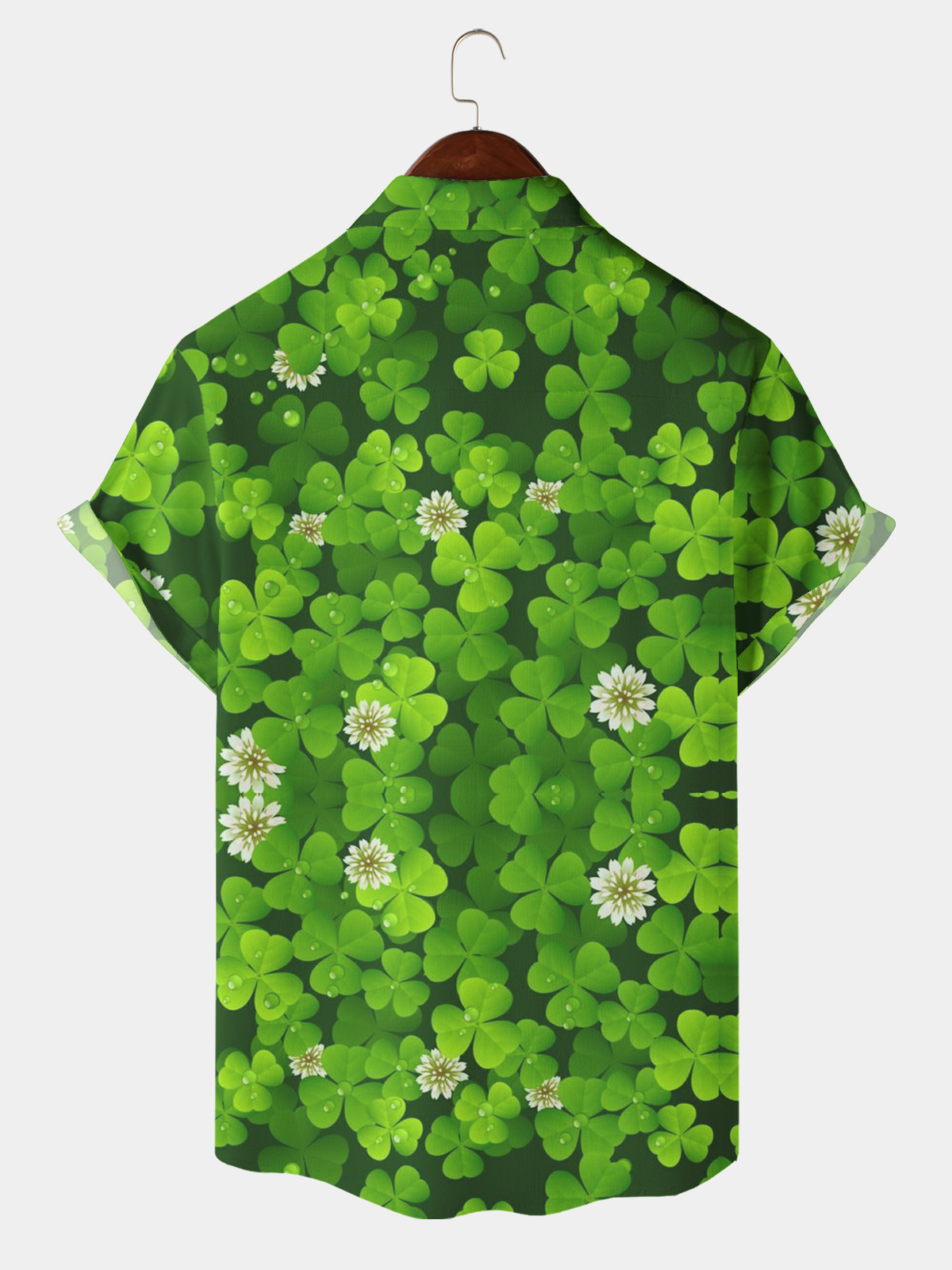 Men's Casual Festival Shamrock Element Lapel Short Sleeve Shirt