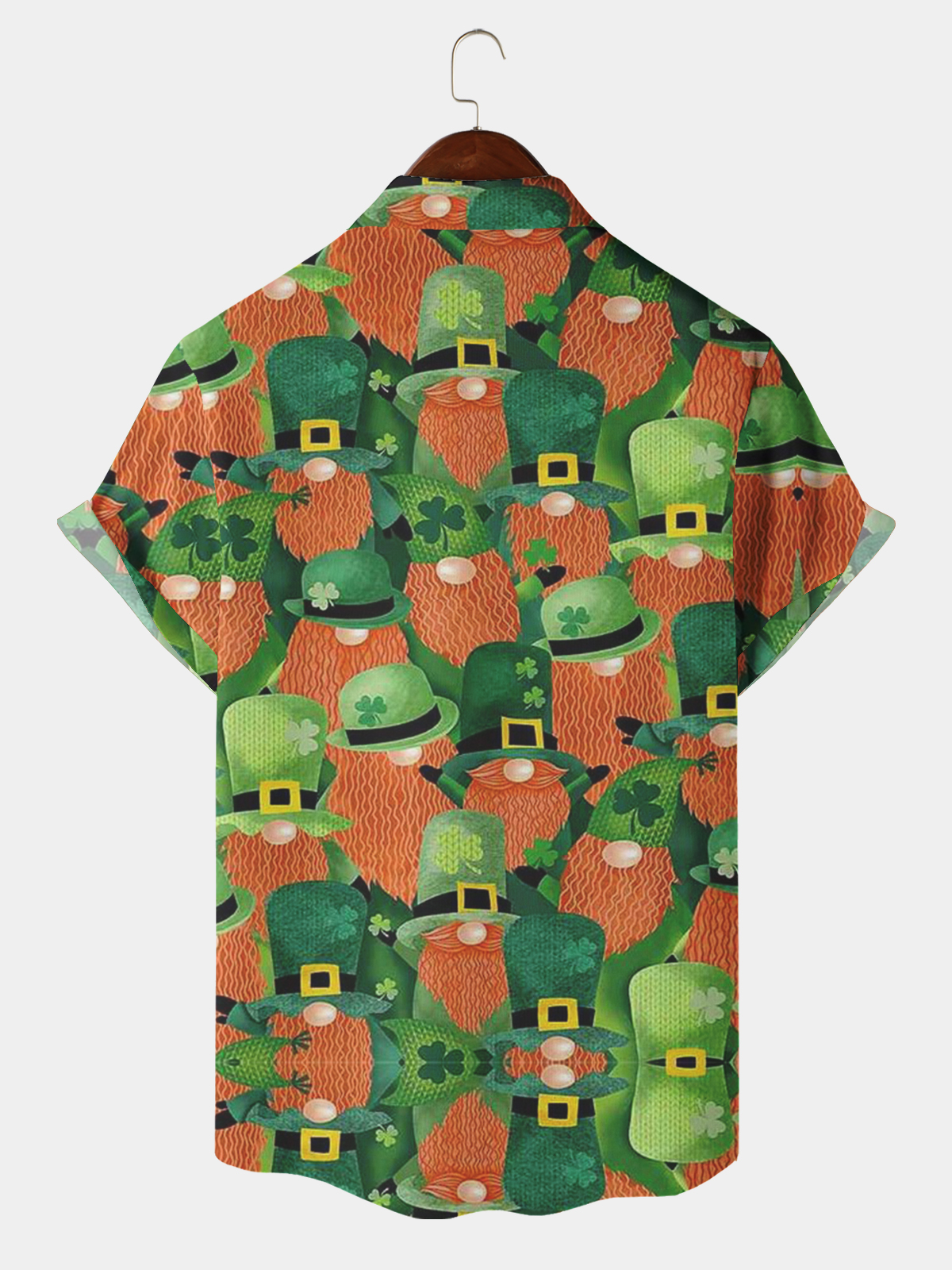 Men's Casual Festival Gnome Element Lapel Short Sleeve Shirt