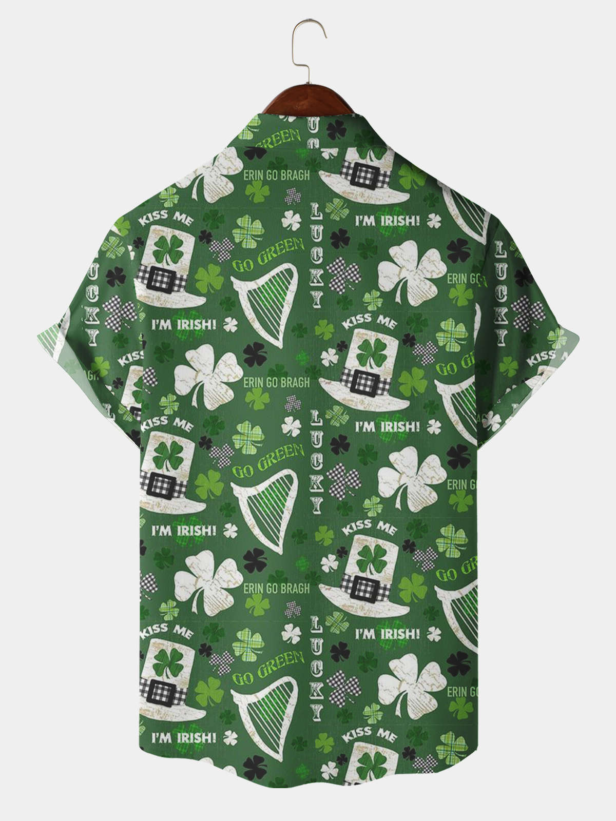 Men's Casual Holiday Lucky Hat Element Lapel Short Sleeve Shirt