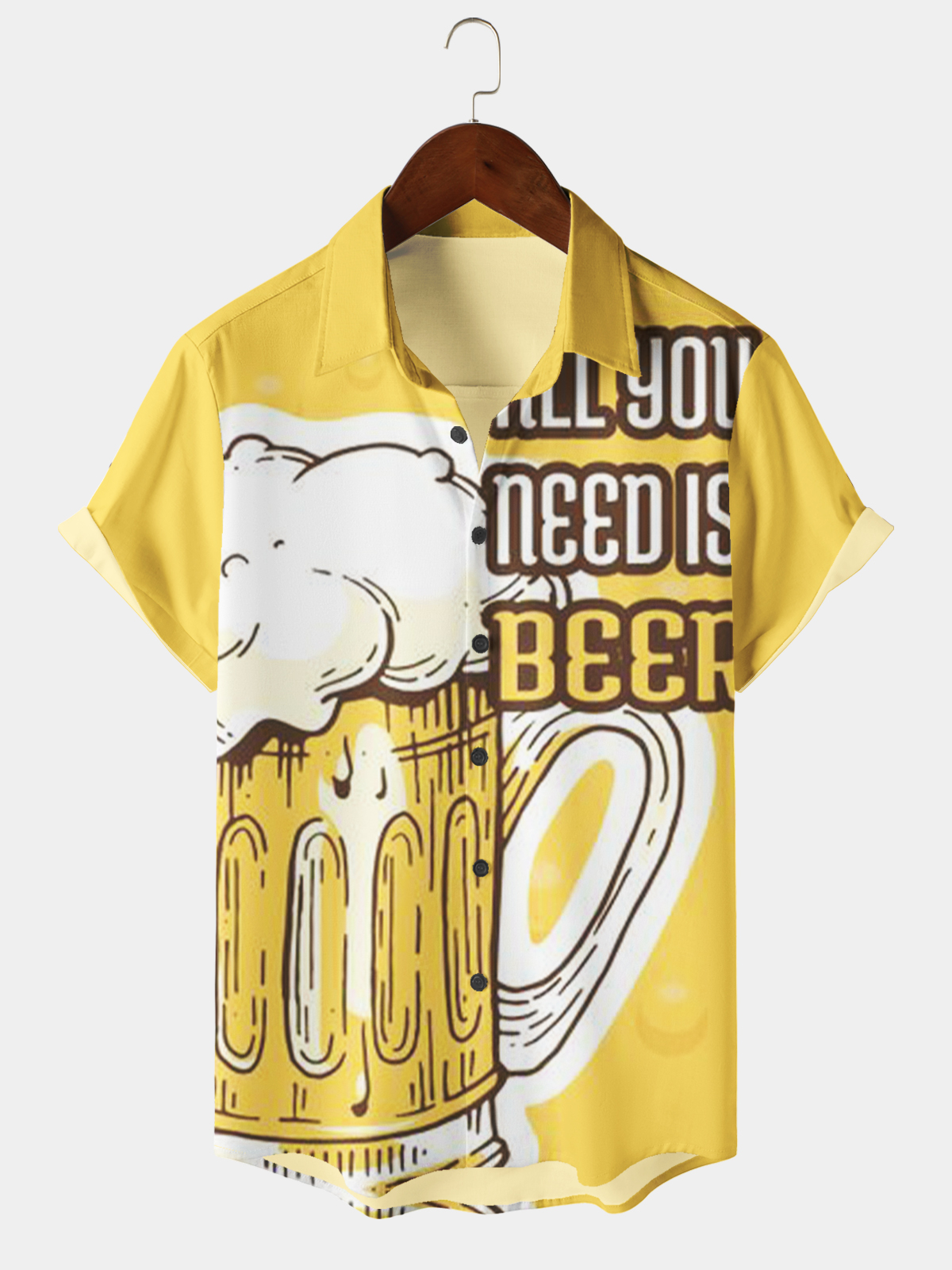 Men's Casual Beer Element Lapel Short Sleeve Shirt