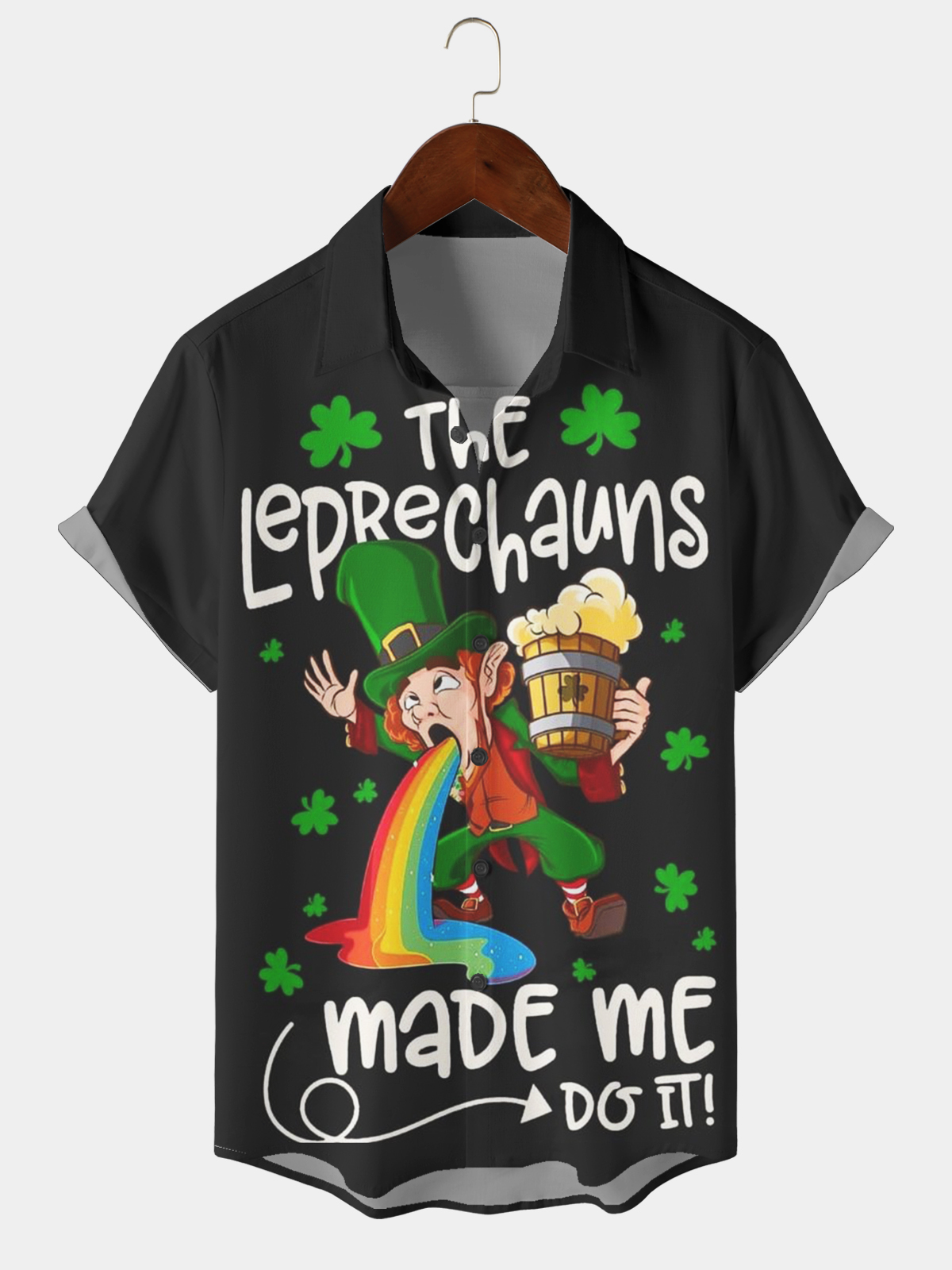 Men's Casual Holiday Fun Beer Element Lapel Short Sleeve Shirt