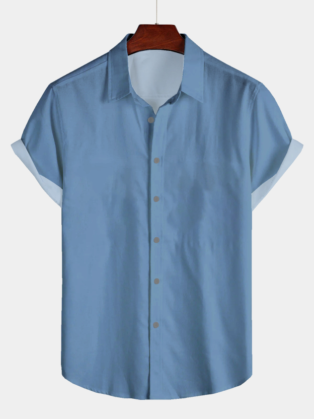 Men's casual lapel short sleeved shirt