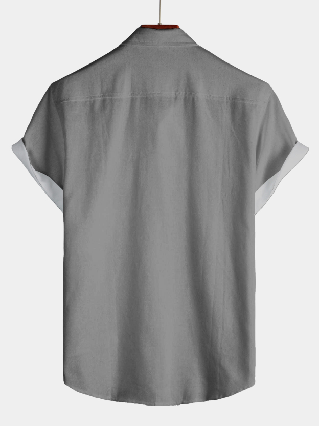 Men's casual lapel short sleeved shirt