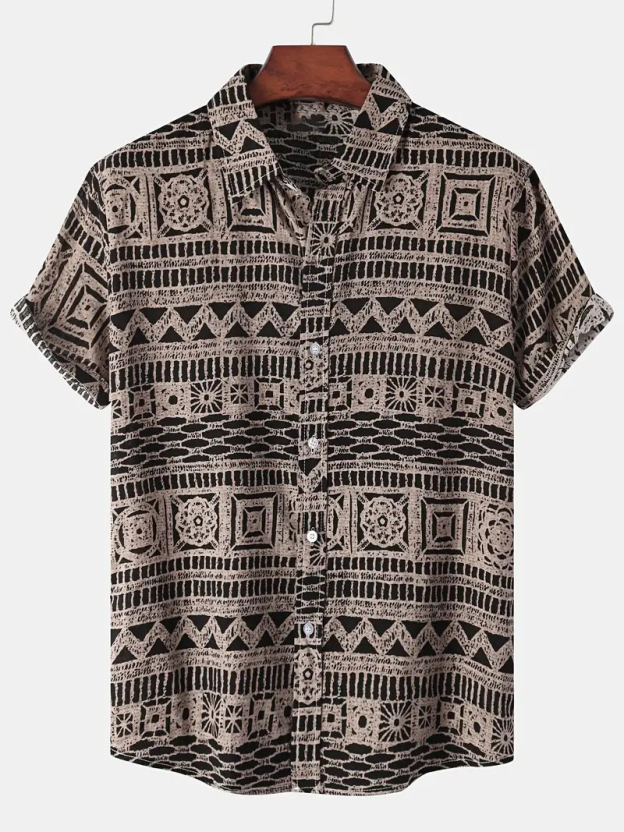 Men's Thin Comfy Casual Short Sleeve Lapel Hawaiian Shirt