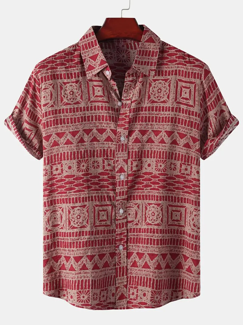 Men's Thin Comfy Casual Short Sleeve Lapel Hawaiian Shirt