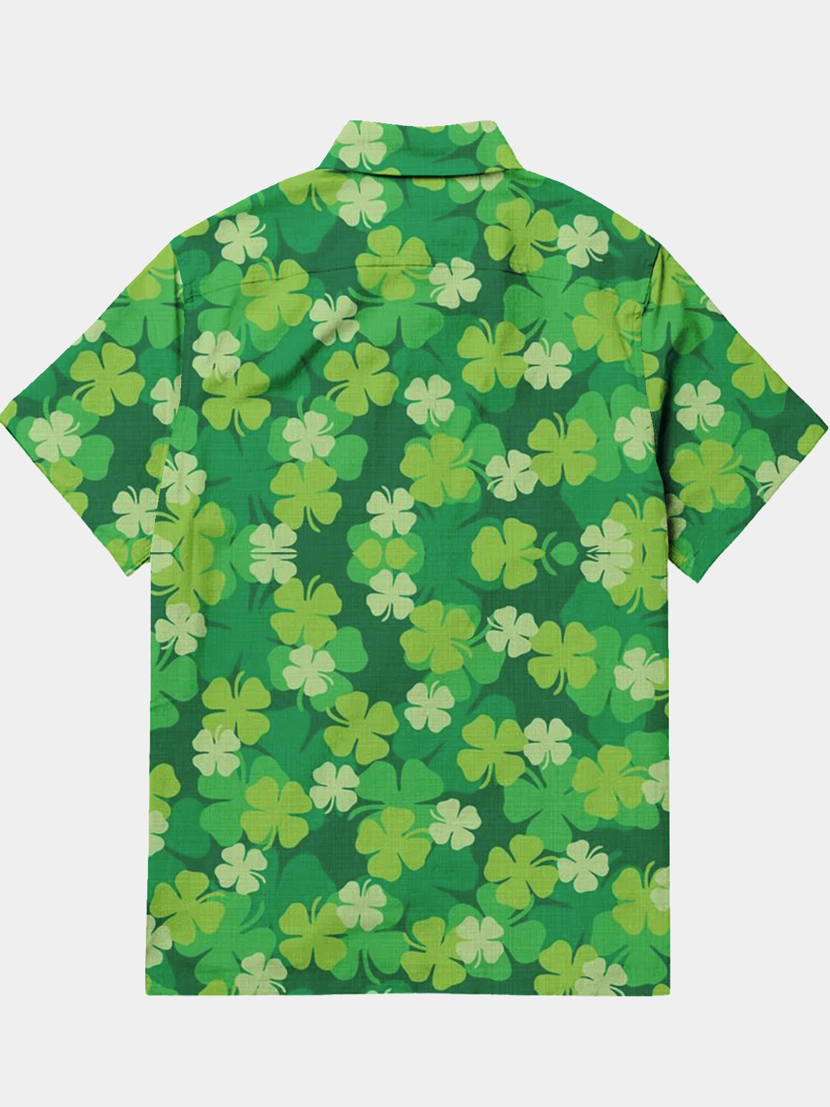 Men's Casual Allover Printed Clover Element Printed Lapel Pocket Short Sleeve Shirt