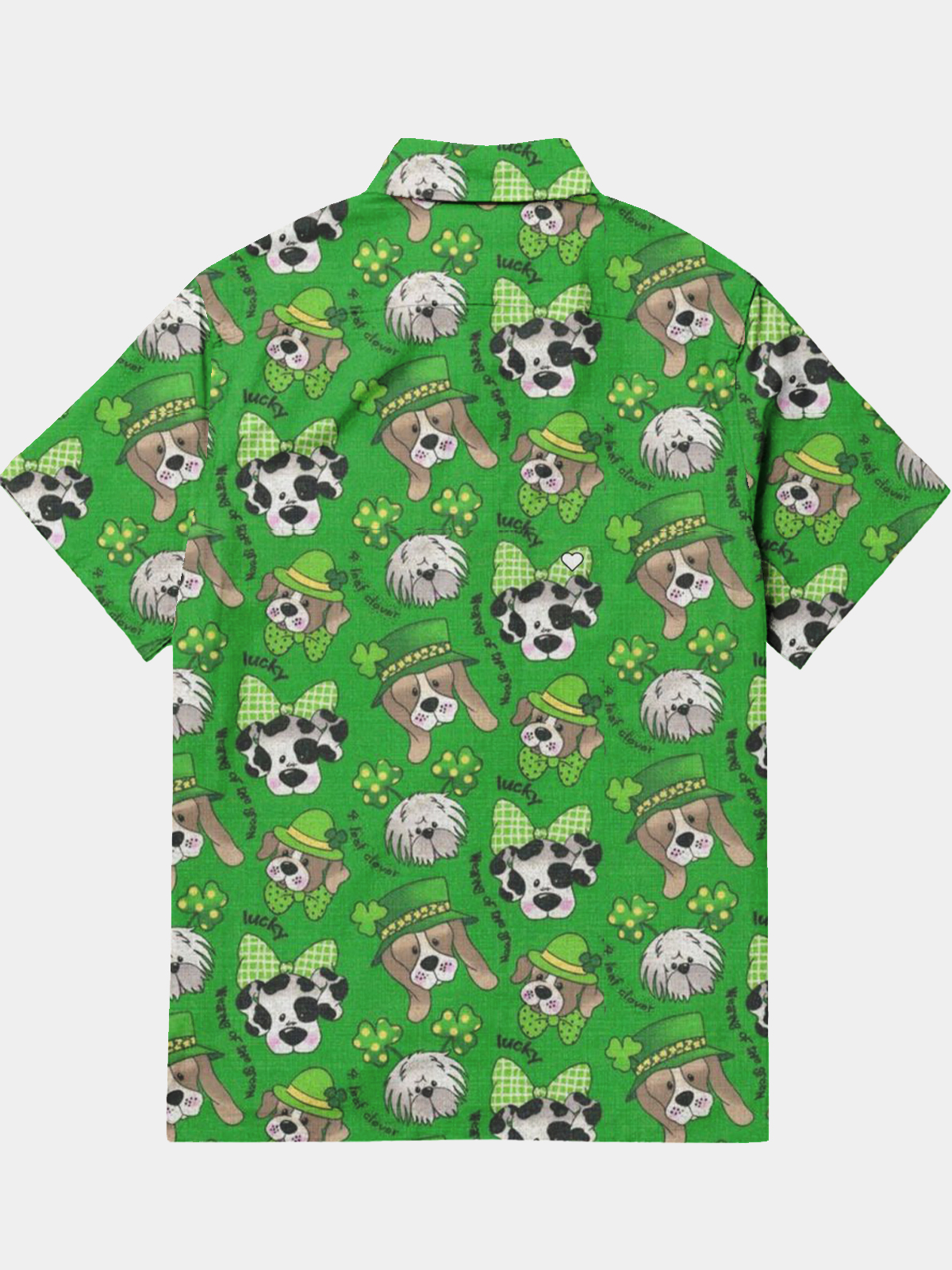 Men's Casual Festival Allover Printed Dog Head Element Printed Lapel Pocket Short Sleeve Shirt