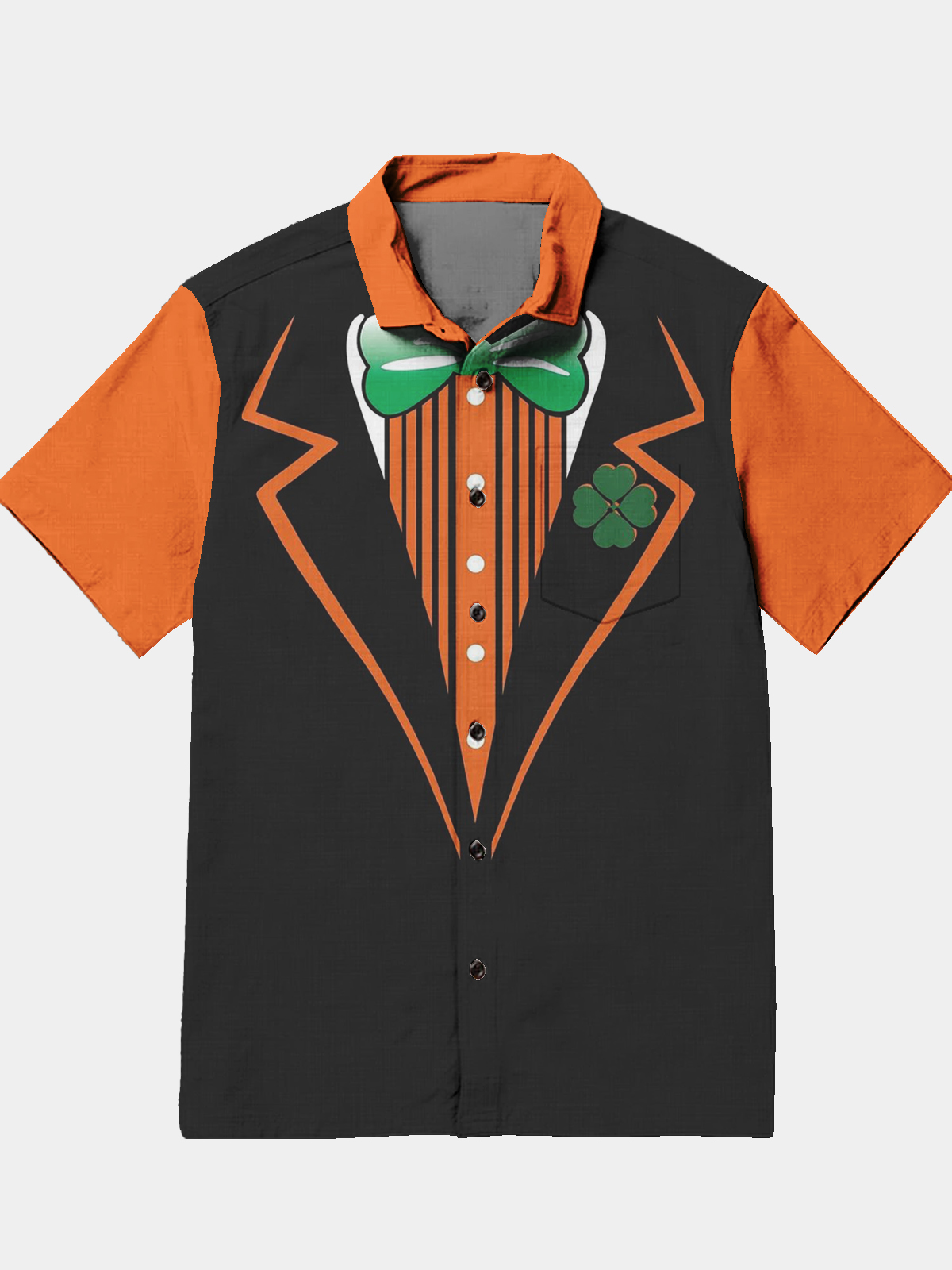 Men's Casual Holiday Fake Two Piece Patchwork Printed Lapel Pocket Short Sleeve Shirt