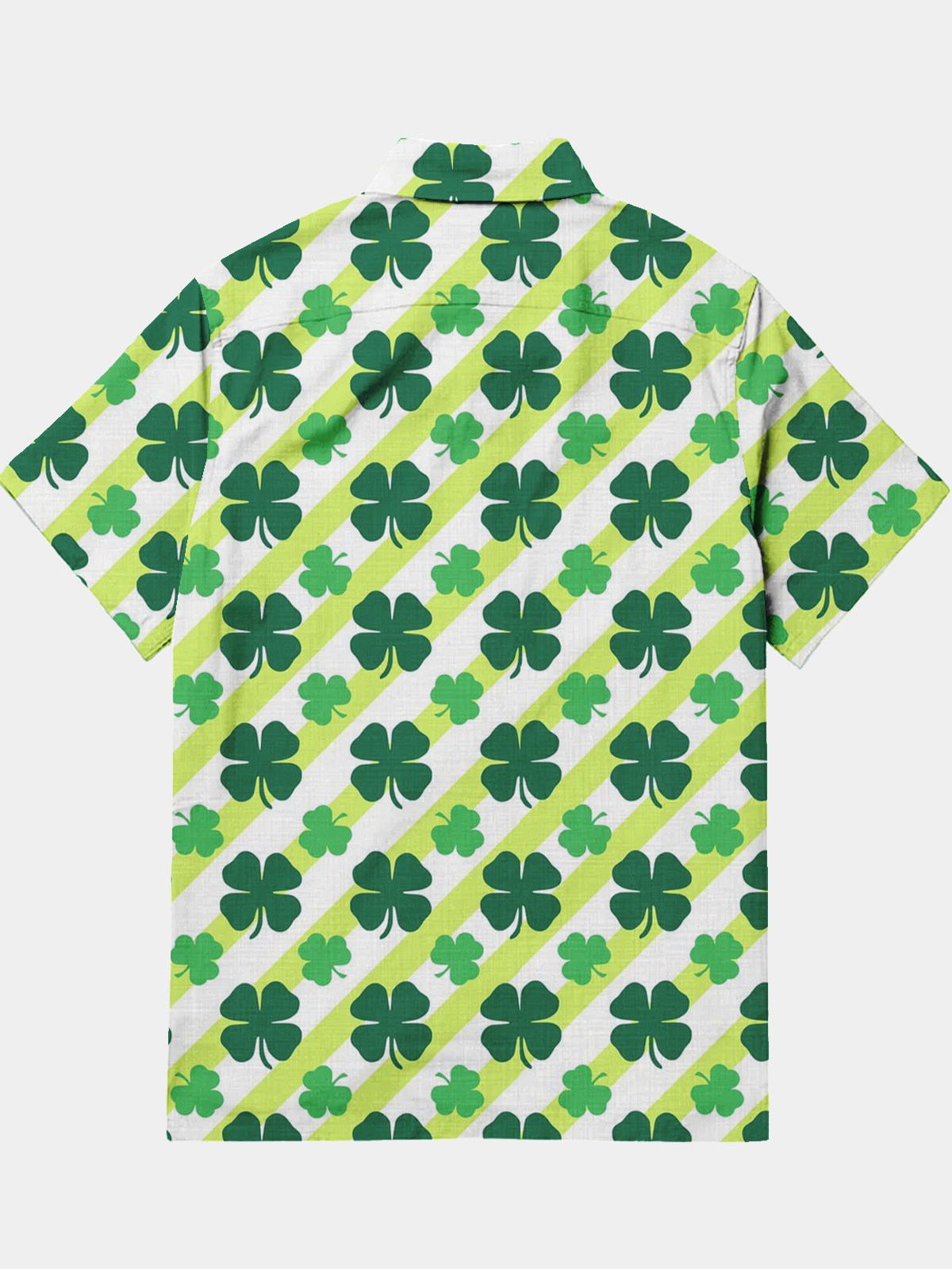 Men's Casual Allover Printed Clover Element Lapel Pocket Short Sleeve Shirt