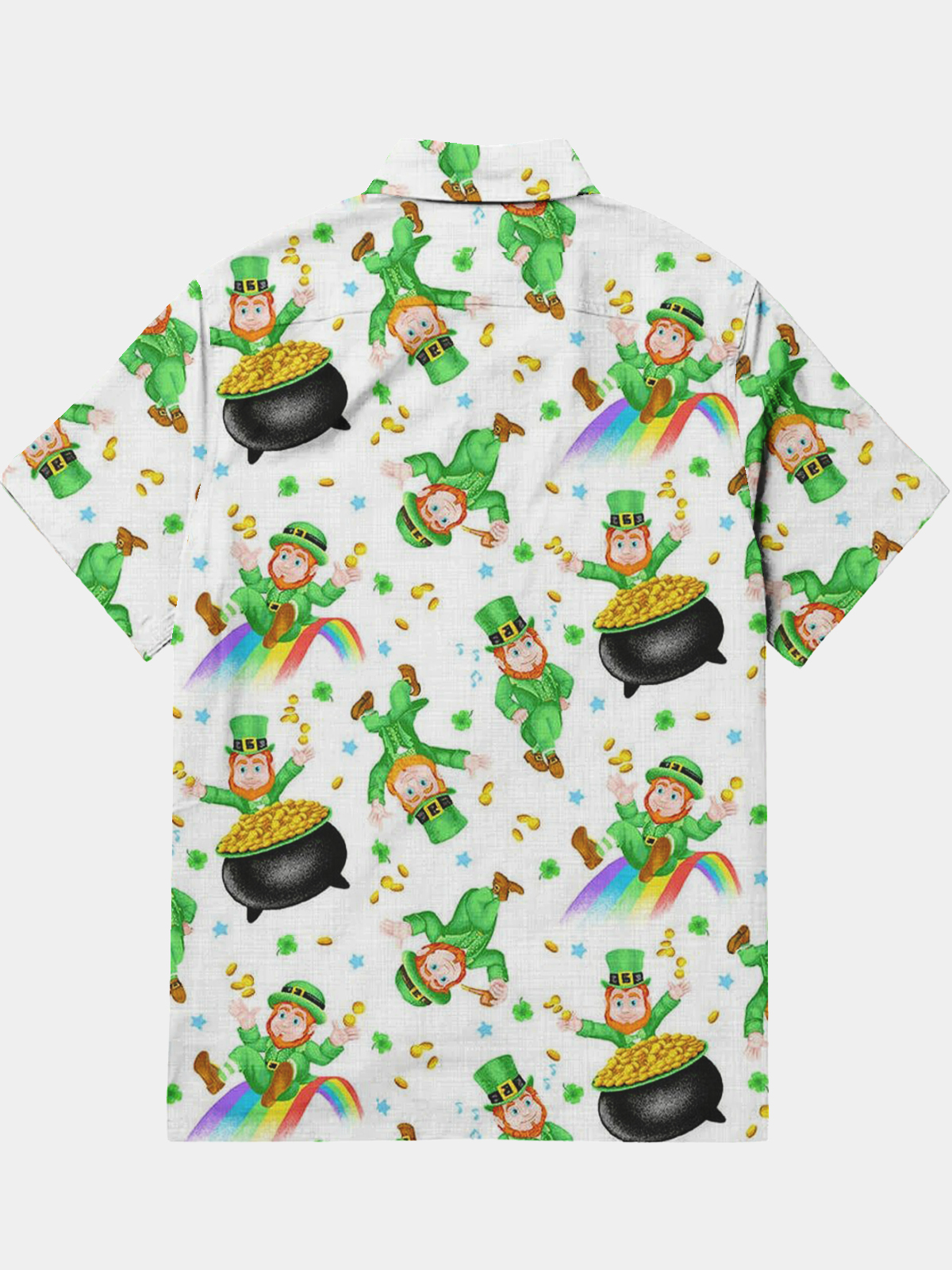 Men's Casual Allover Printed St. Patrick's Day Element Lapel Pocket Short Sleeve Shirt