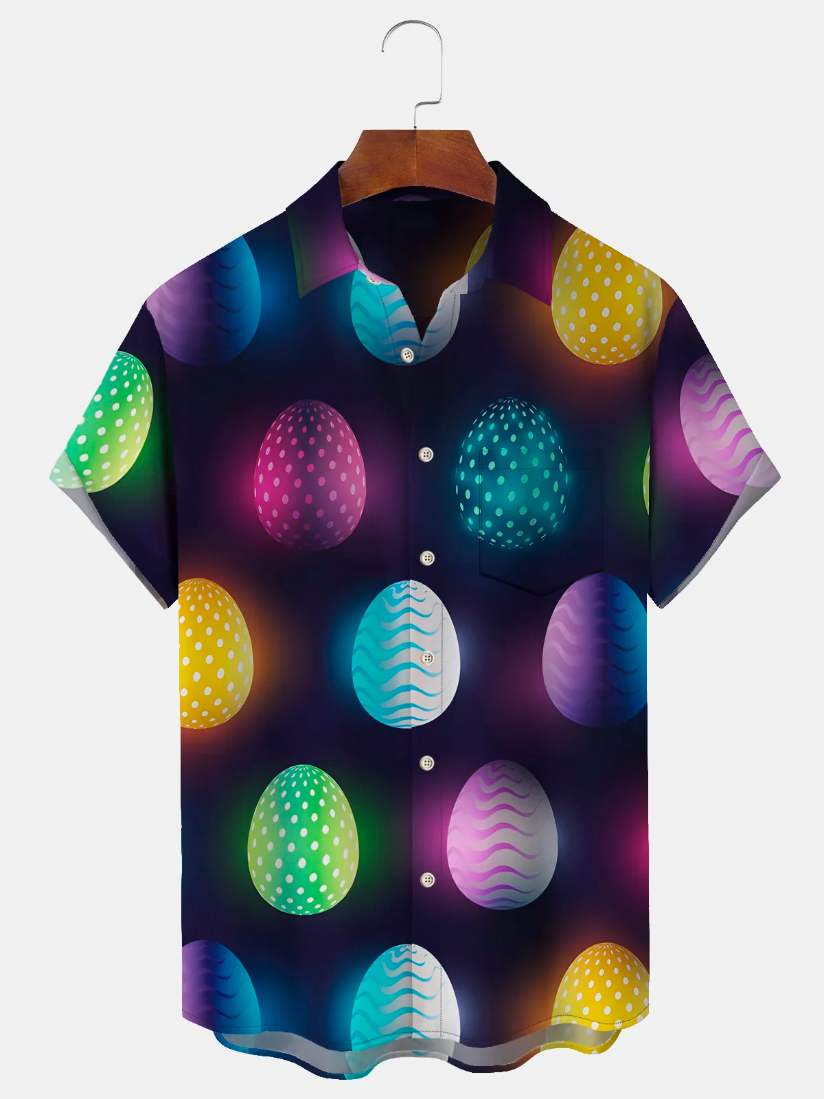 Christmas greetings from Santa Claus delivering gifts on a motorcycle Christmas Chest Pocket Short Sleeve Bowling Shirt