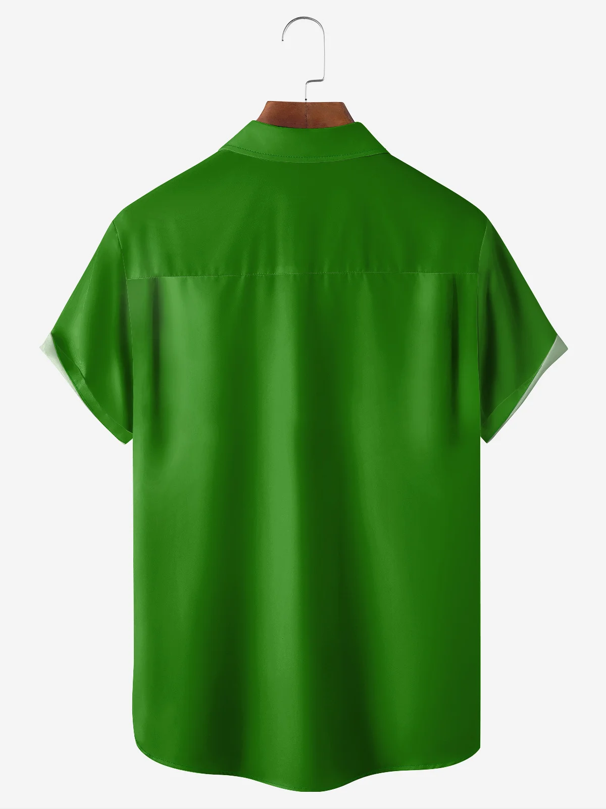 Men's Festival Shamrock Wine Glass Print Lapel Pocket Short Sleeve Bowling Shirt