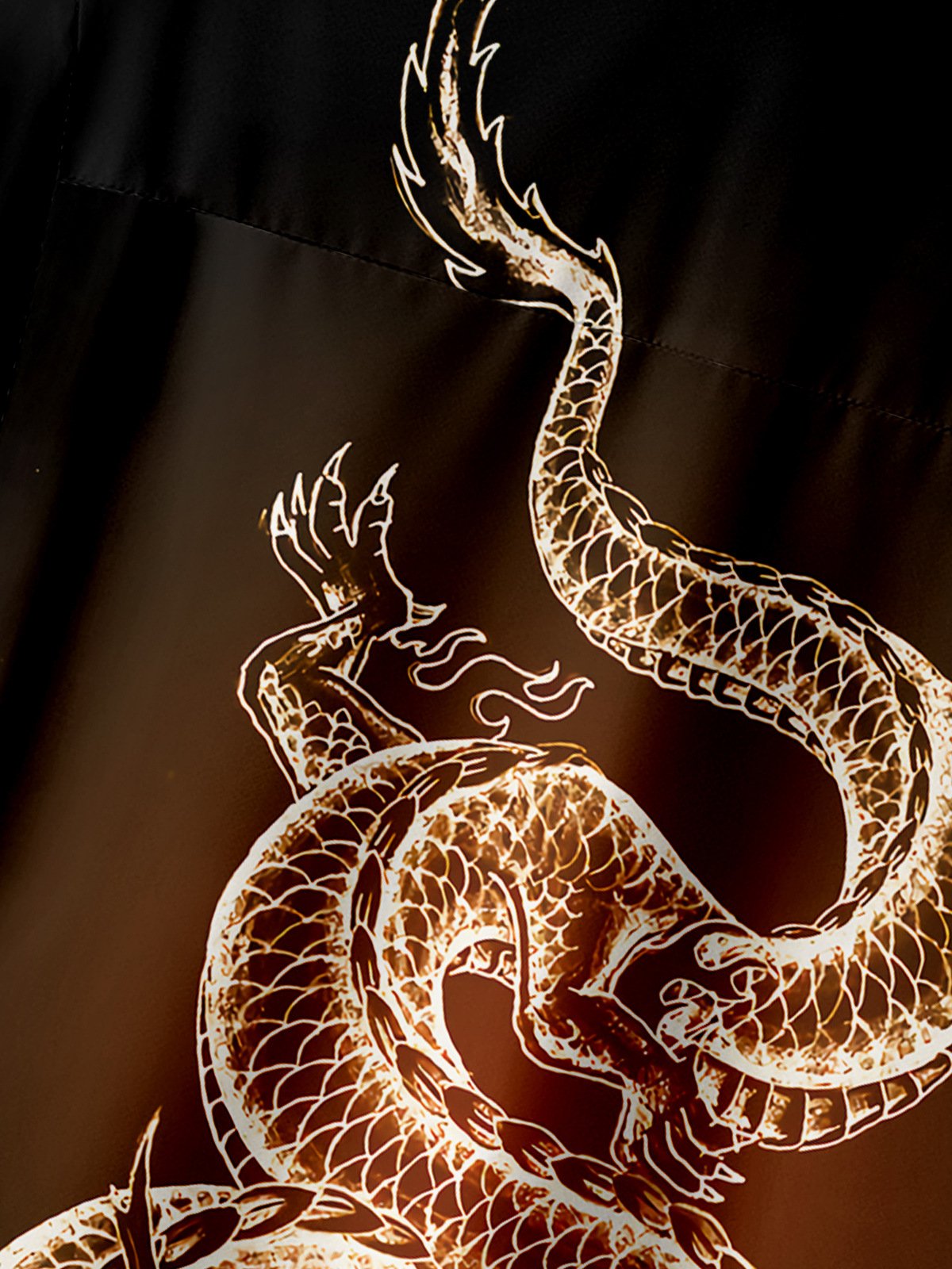 Men's Casual Gradient Dragon Print Lapel Pocket Short Sleeve Shirt