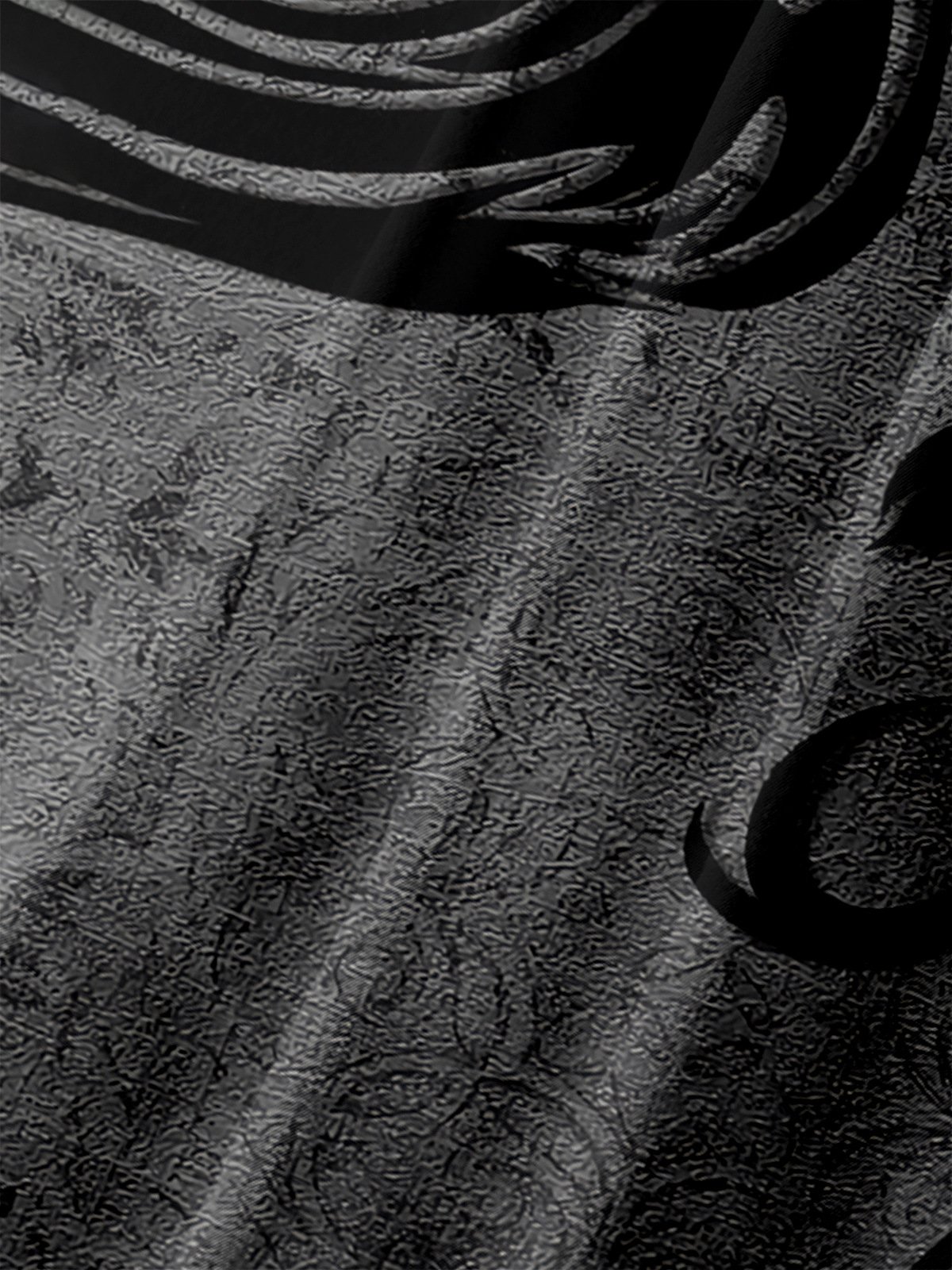 Men's Casual Double Dragon Dark Flower Print Lapel Pocket Short Sleeve Shirt