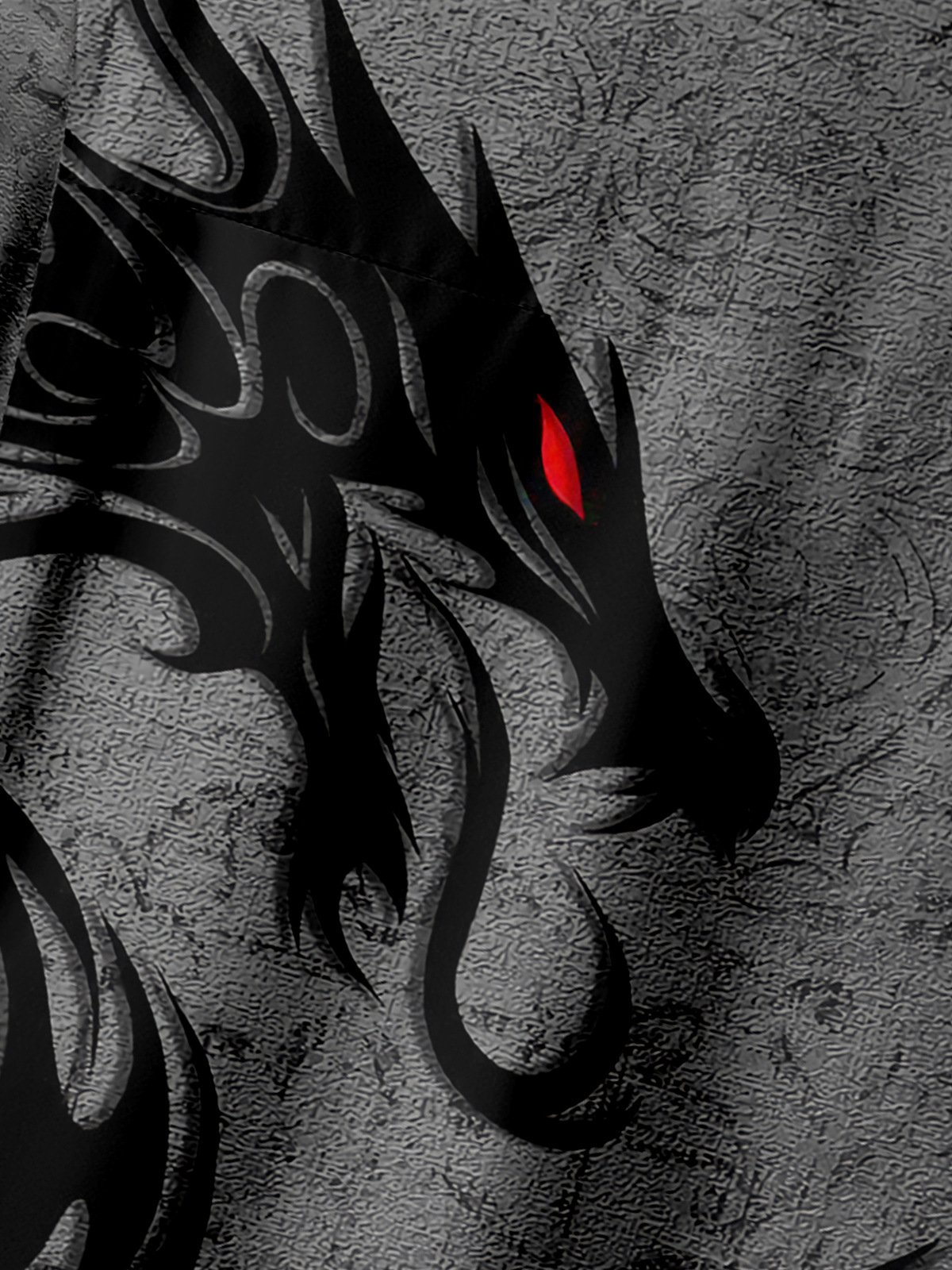 Men's Casual Double Dragon Dark Flower Print Lapel Pocket Short Sleeve Shirt