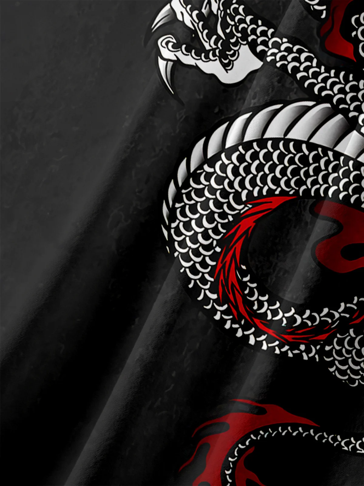 Men's Casual Ukiyo-e Dragon Element Printed Lapel Pocket Short Sleeve Shirt