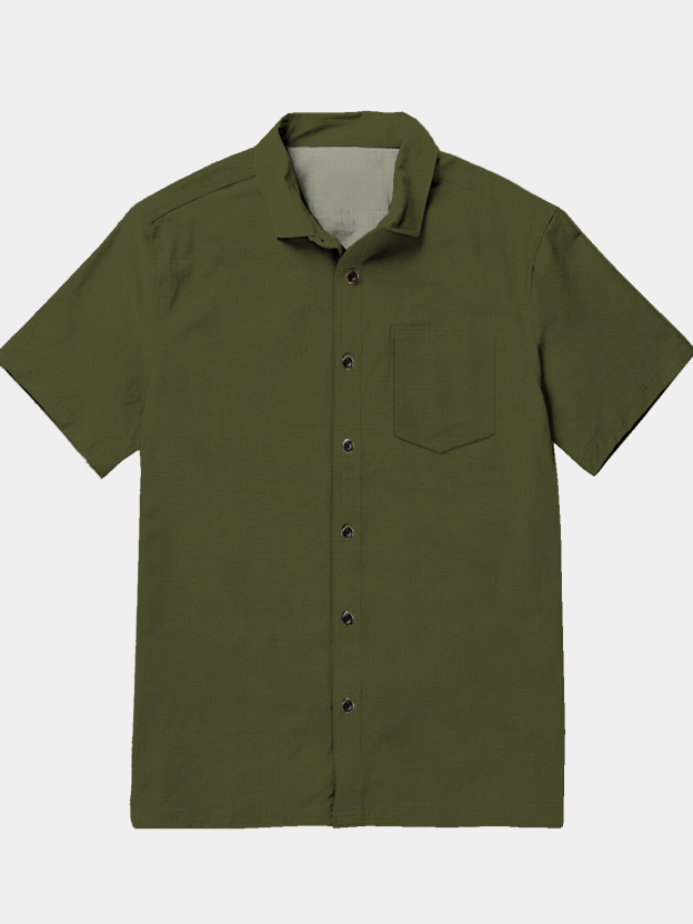Men's casual lapel pocket short sleeved shirt