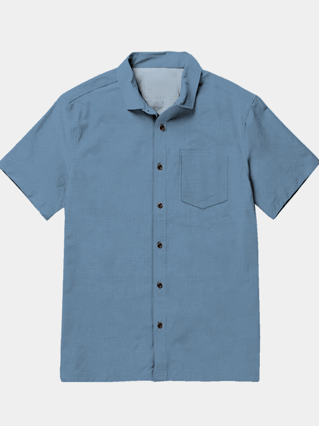 Men's casual lapel pocket short sleeved shirt