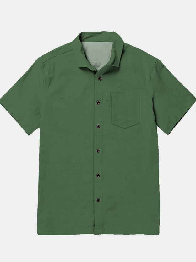 Men's casual lapel pocket short sleeved shirt