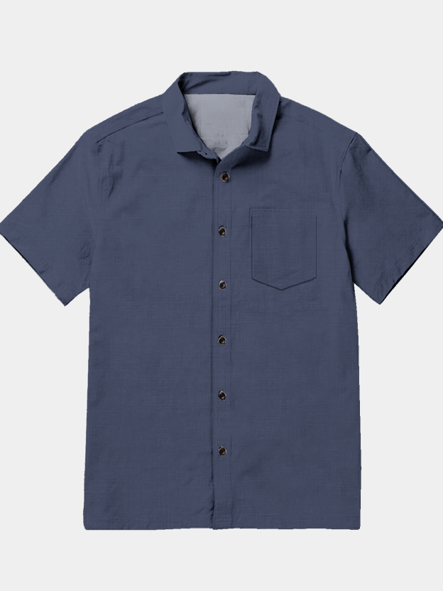Men's casual lapel pocket short sleeved shirt