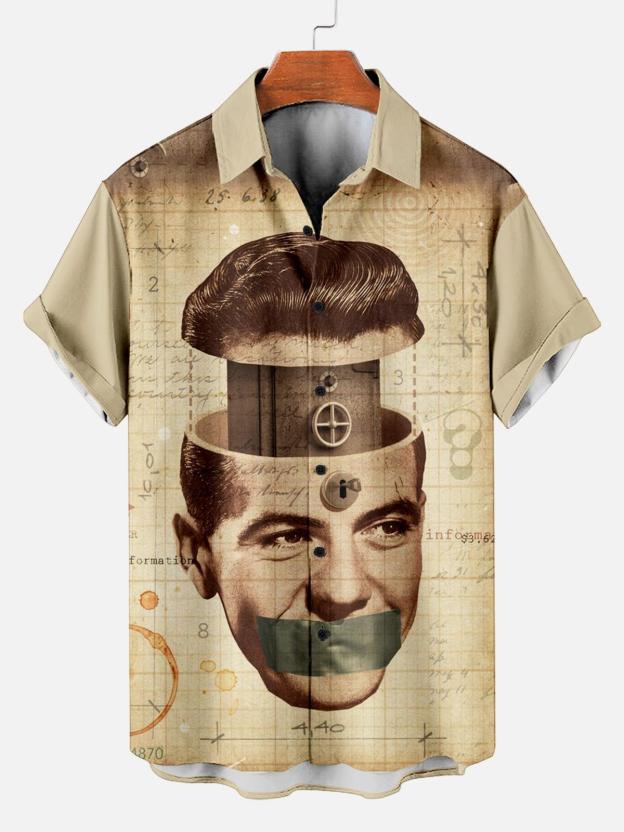 [Copy]Men's Vintage Witch Oil Painting Art Halloween Short Sleeve Shirt