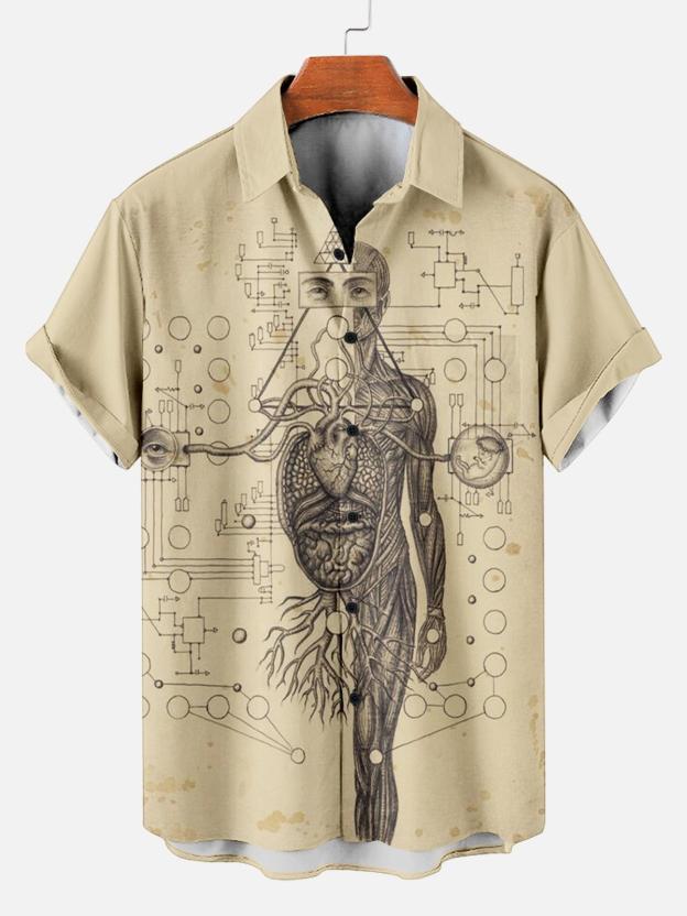[Copy]Men's Vintage Witch Oil Painting Art Halloween Short Sleeve Shirt